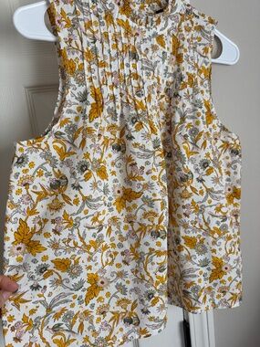 NEW JCREW SLEEVELESS SHIRT IN MUSTARD YELLOW FLORAL PATTERN